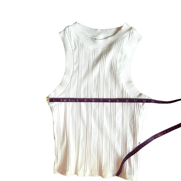 Zara Tank Top White Ribbed Stretch Size Small Excellent Condition Round Neck - Picture 5 of 7